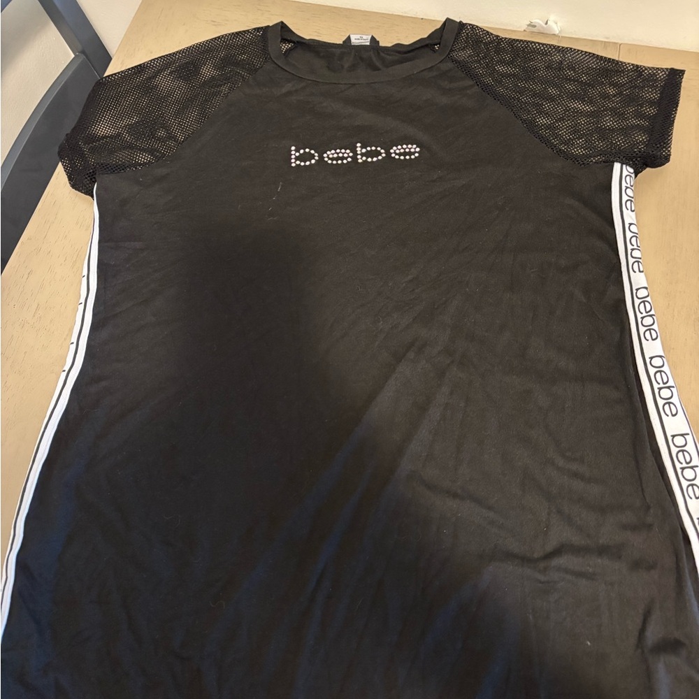 Bebe Black Mesh Sleeve dress